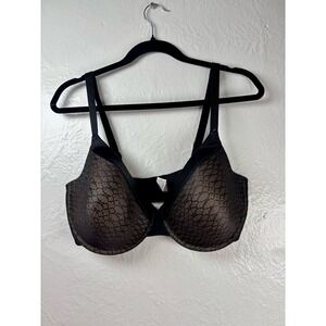 Sweet Nothings by Lilyette Bra Black 40DD Lace Underwire Full Coverage Lingerie
